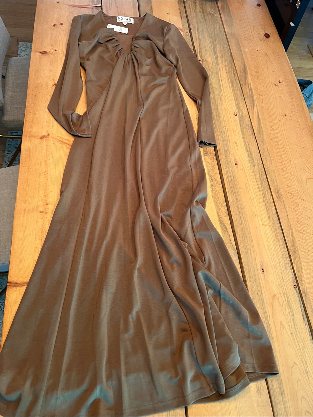 Dolan Left Coast Long-Sleeve Plunge Knit Maxi Dress Small - Picture 6 of 8
